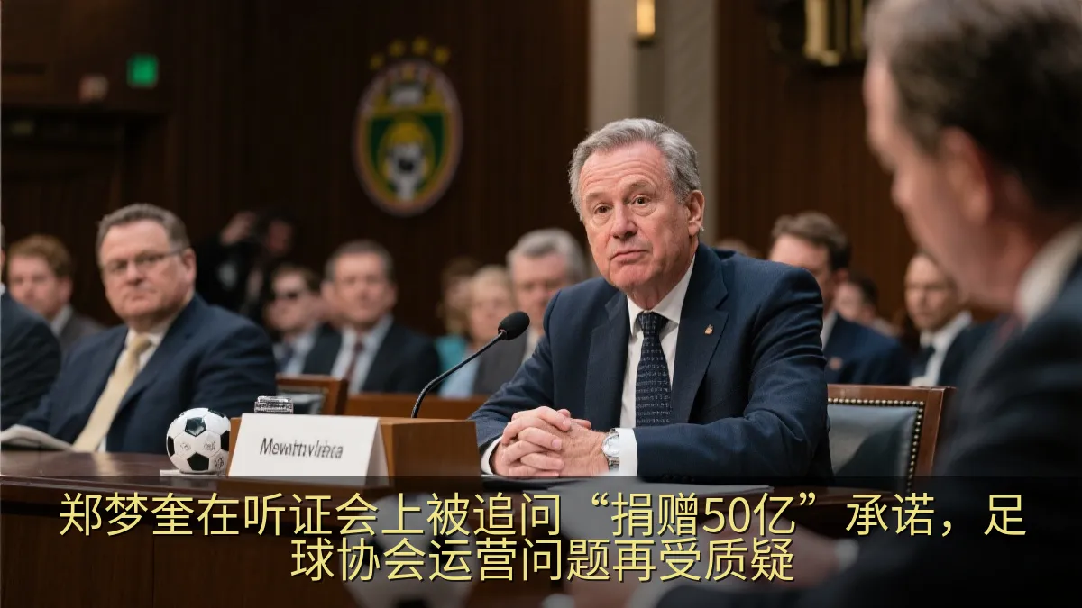 郑梦奎在听证会上被追问“捐赠50亿”承诺，足球协会运营问题再受质疑