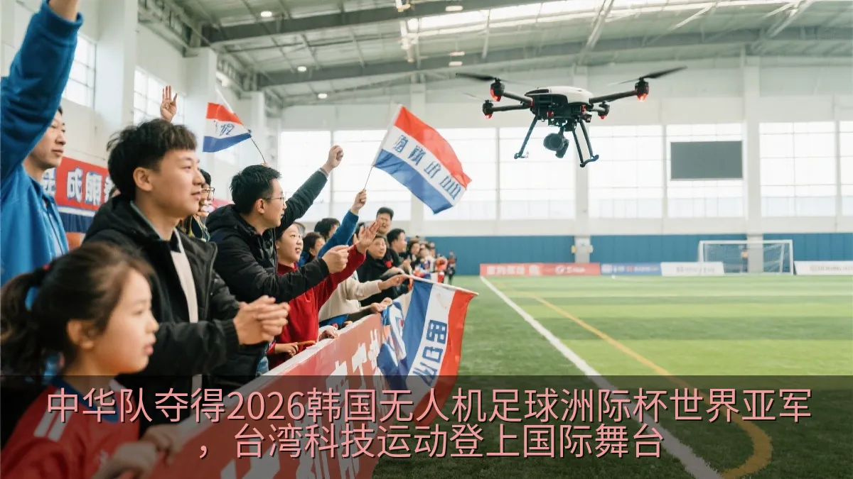 无人机足球赛事现场的团队应援与竞技画面